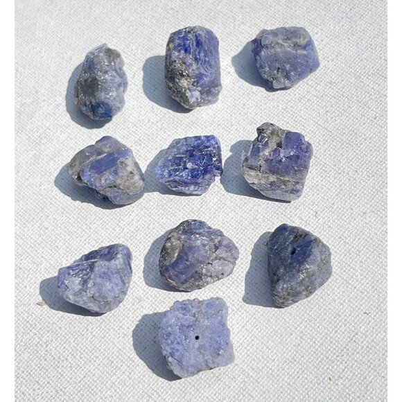 340 carats Tanzanite Drilled Parcel - Perfect for Bracelet wire wrapping 9 pcs - Picture 1 of 7